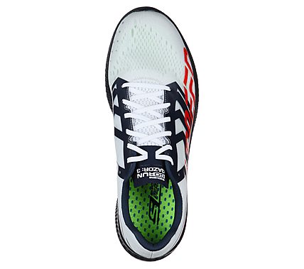 GO RUN RAZOR 3, WHITE/NAVY/RED Footwear Top View