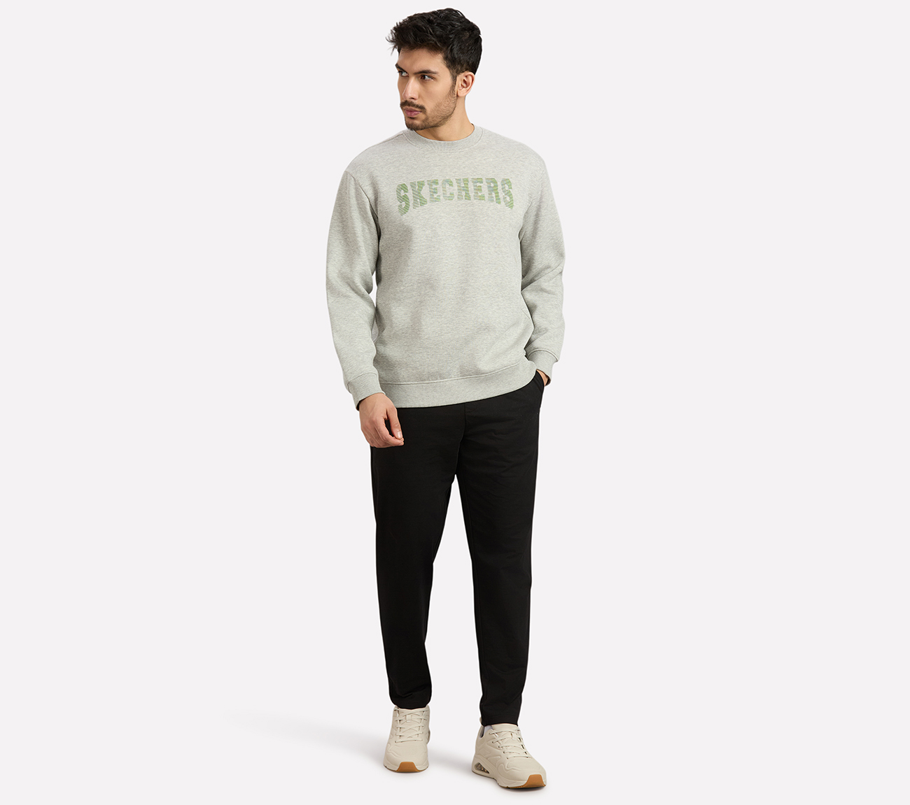 FRONT LINEAR BRANDING SWEATSHIRT, CHARCOAL/LT. GRAY