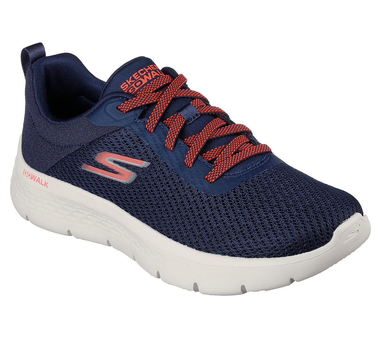 GO WALK FLEX, NAVY/CORAL Footwear Lateral View