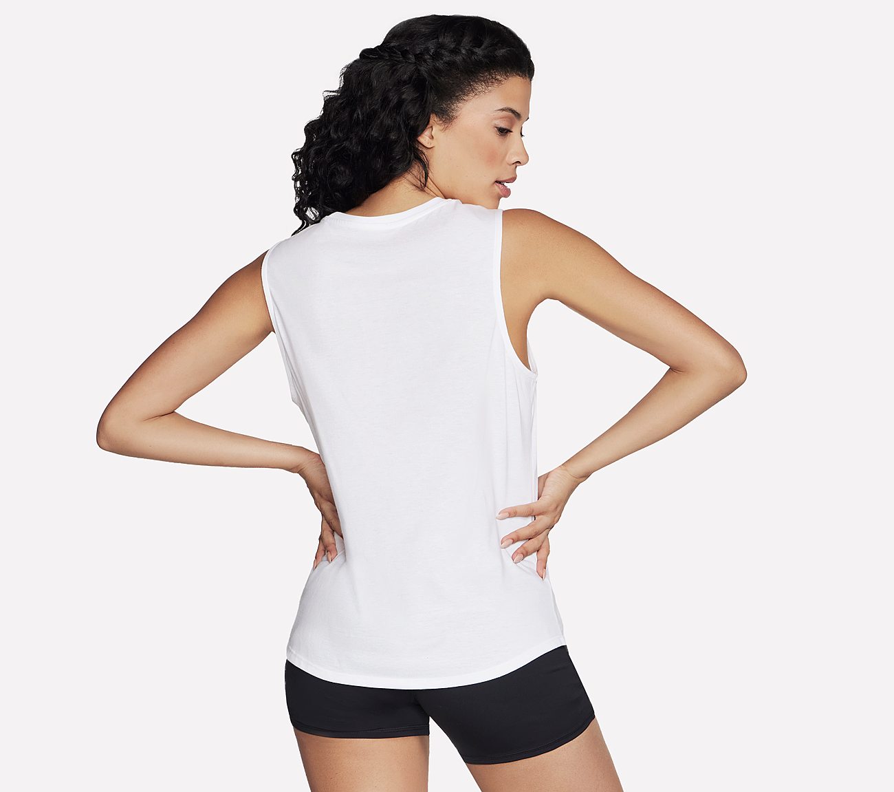 SKECHERS FLAG HEART TANK, WWWHITE Apparel Top View