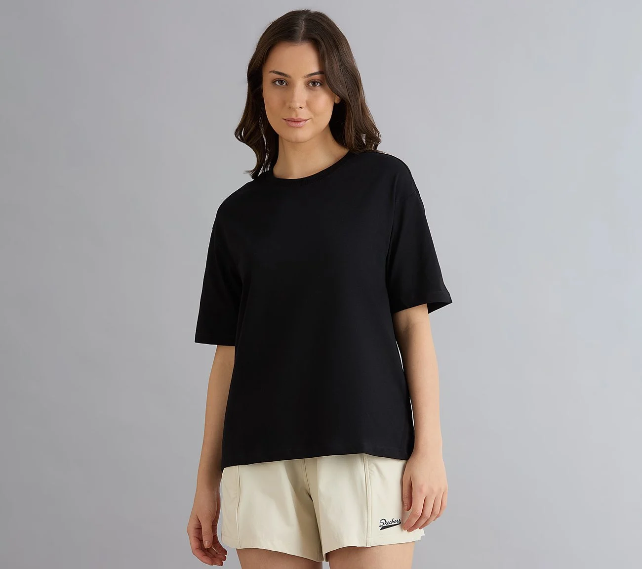 OVERSIZED LONG BACK PRINT TEE, BLACK