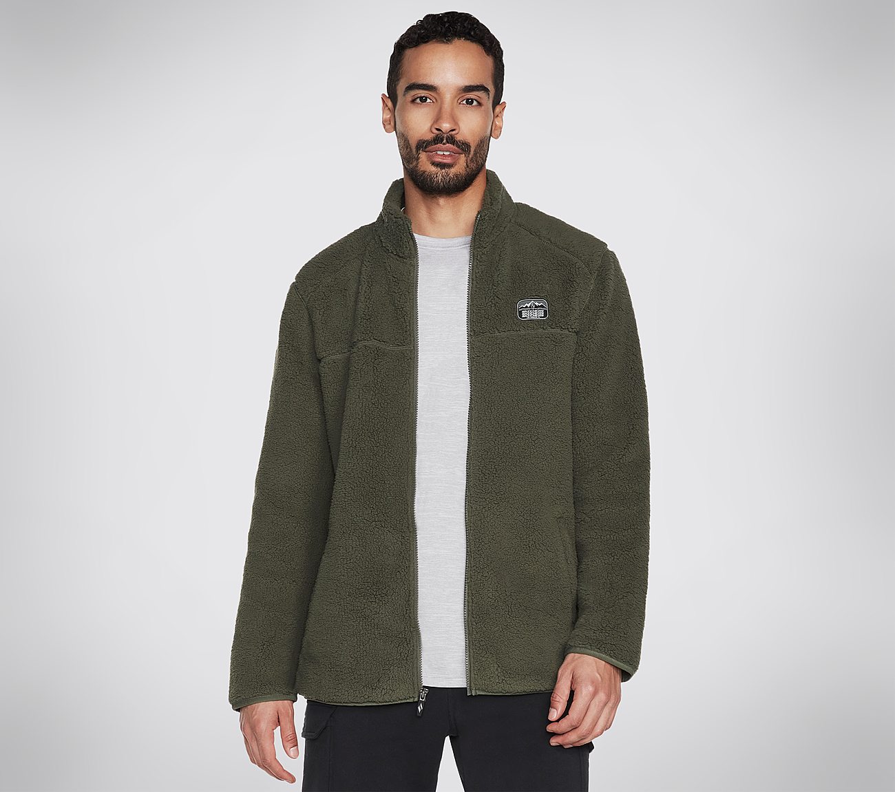 Skechers Sherpa Jacket | Olive Hoodie For Men | India