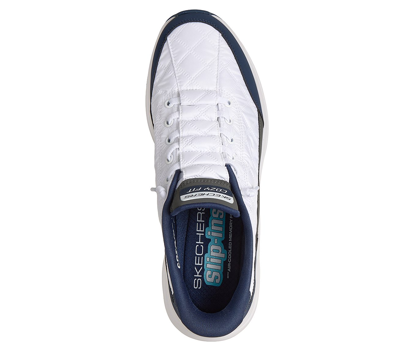 CONTOUR FOAM - COZY FIT, WHITE/NAVY Footwear Top View