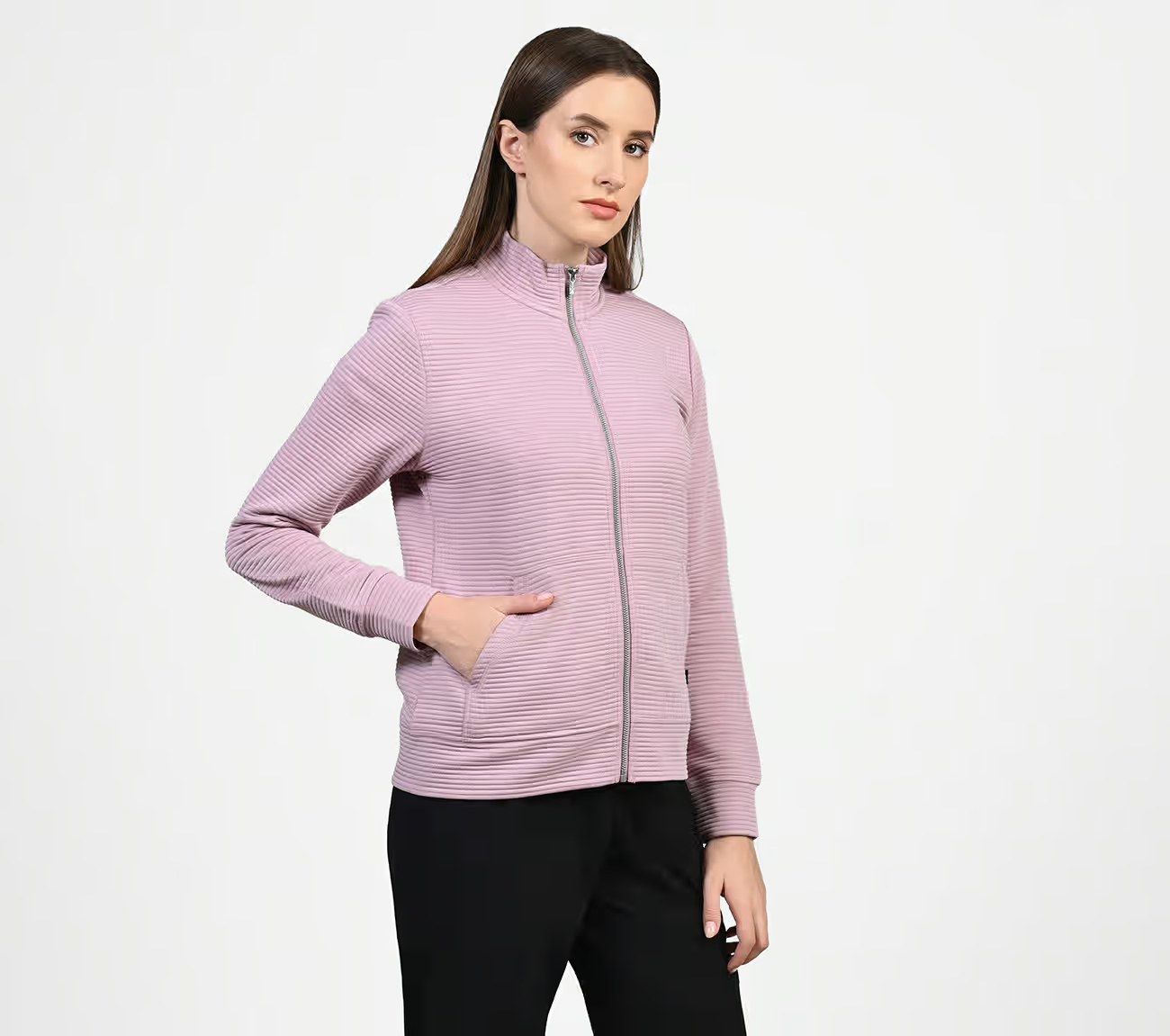 THE GOWALK HOODLESS HOODIE, PINK/LAVENDER Apparel Bottom View
