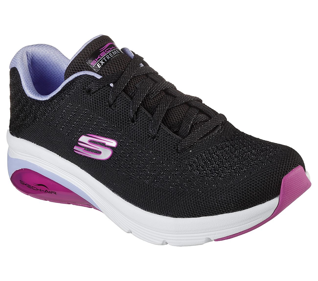 SKECH-AIR EXTREME 2.0-CLASSIC, BLACK/LAVENDER Footwear Lateral View