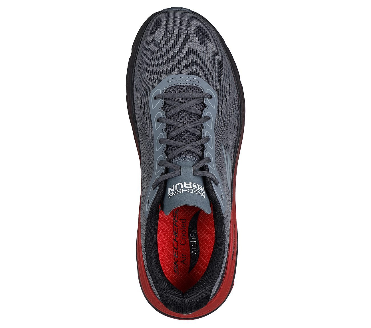 MAX CUSHIONING ARCH FIT 2, CHARCOAL/RED Footwear Top View