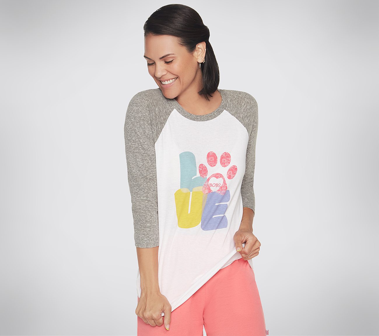 BOBS LOVE BASEBALL TEE, WWWHITE Apparel Lateral View