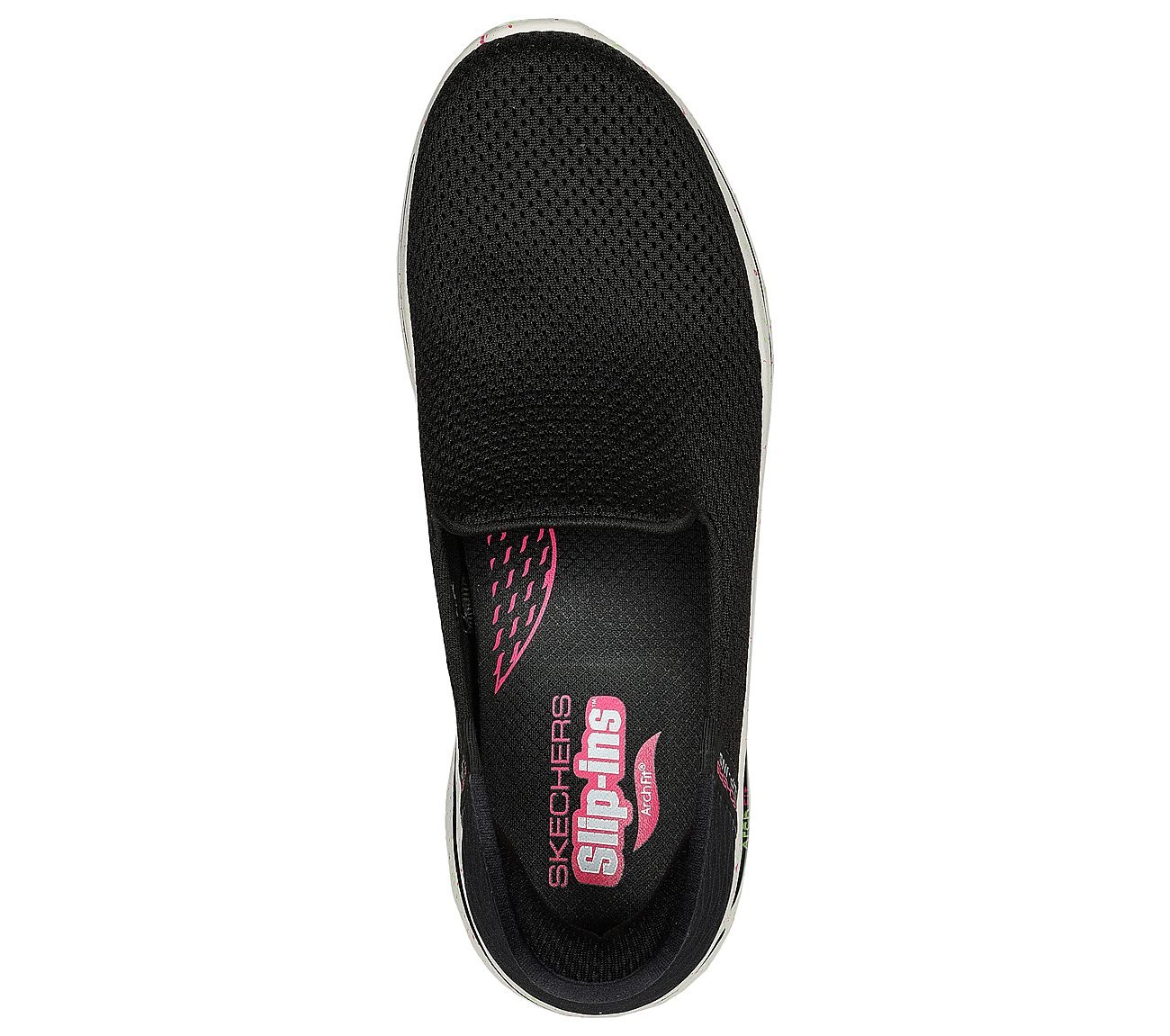 GO WALK ARCH FIT, BLACK/HOT PINK Footwear Top View