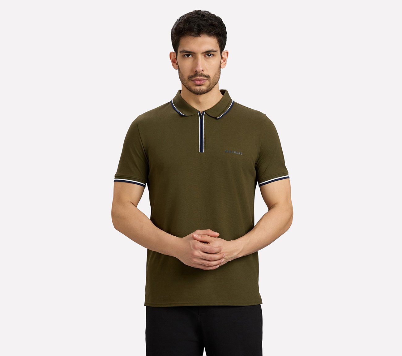 MULTI TONE TIPPING POLO, BROWN/SAGE