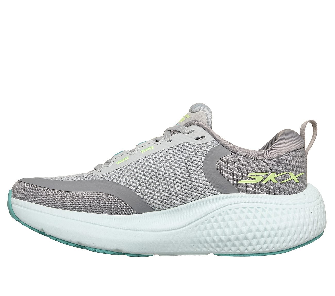 GO RUN SUPERSONIC MAX, LIGHT GRAY/TURQUOISE Footwear Left View