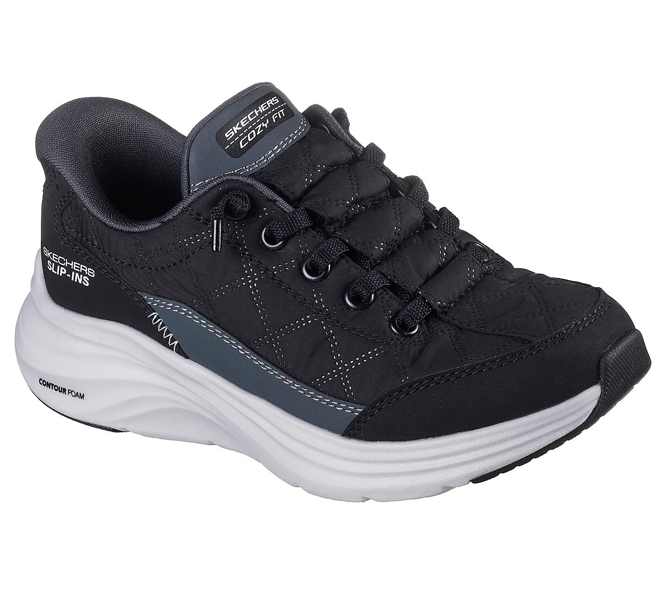 CONTOUR FOAM - COZY FIT, BLACK/WHITE Footwear Right View